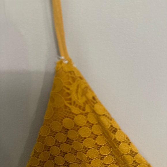 Francesca’s Collection Embroidered Lace Mermaid Midi Dress-Mustard - Picture 5 of 8